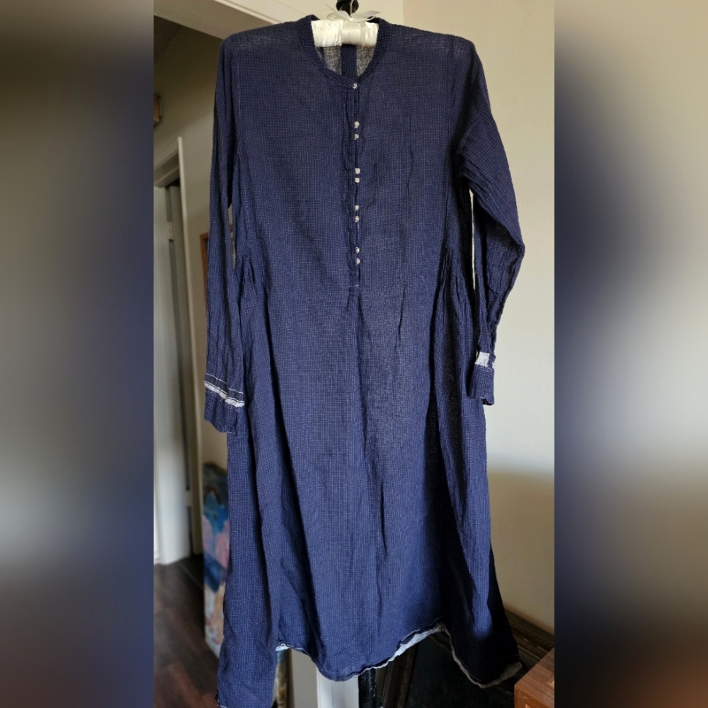 Injiri Indigo Dyed Cotton‎ Midi Dress
